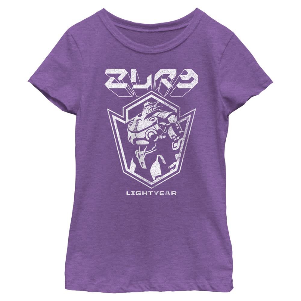 Disney Pixar Lightyear Zurg Badge Girls Short Sleeve Tee Shirt, Purple Berry, Small
