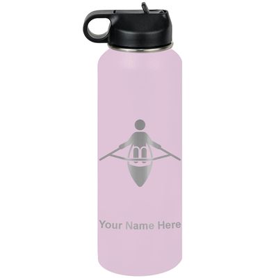 LaserGram Personalized Water Bottle, Adaptive Rowing, Stainless Steel Double Wall Vacuum Insulated with Flip Top Straw, Custom Engraved Gift (40oz / 1180ml Lavender)