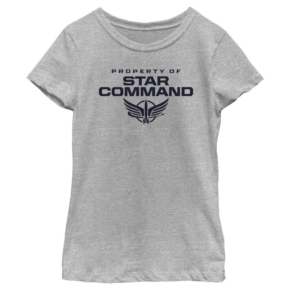 Disney Pixar Lightyear Property of SC Girls Short Sleeve Tee Shirt, Athletic Heather, Medium