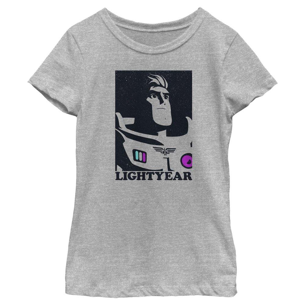 Disney Pixar Lightyear Contrast Girls Short Sleeve Tee Shirt, Athletic Heather, Small