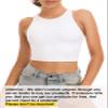 Yeawinta Crop Tank Top for Women Workout Shirts Cropped Tanks Sleeveless Gym Clothes Yoga High Neck Crop Top 2 Pack White/Brown XL view 3