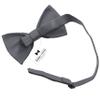 Adam Young Men's Gray Bow Tie with Handkerchief Set Pre-Tied Style Formal Satin Classic Bowtie for Tuxedo Faux Silk (Large, Grey Fog) view 3