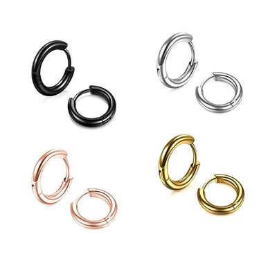 316L Surgical Stainless Steel Small Hoop Earrings for Men Women 8mm 10mm 12mm 14mm 16mm Hypoallergenic Earrings Cuff Huggie Hoop Earrings for Cartilage Piercings Earring Sets-4 pairs 8mm