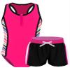 Nikiikoo Kids Big Girls 2 Piece Tankini Swimsuit Floral Print Racer One Piece Leotard Swimwear Bathing Suit Wave 4 Years view 1