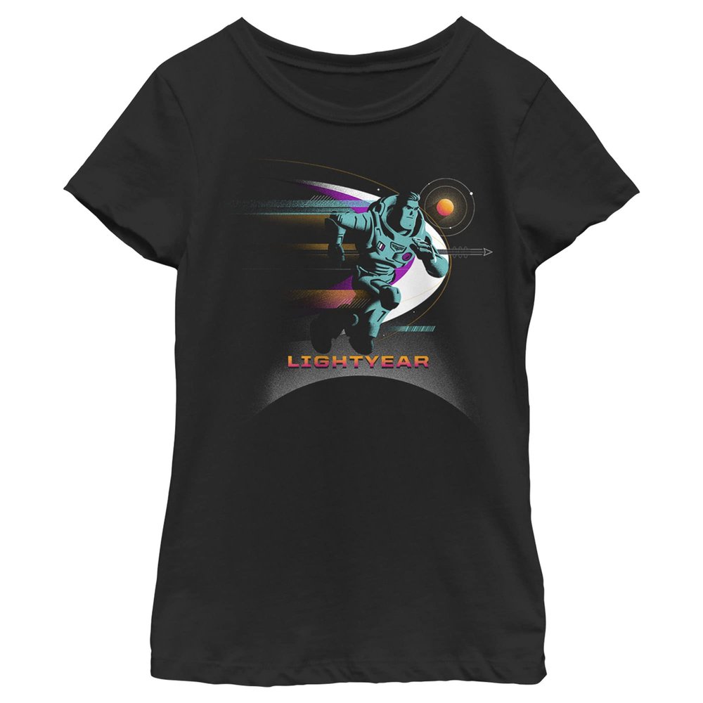 Disney Pixar Lightyear Buzz Run Girls Short Sleeve Tee Shirt, Black, Large