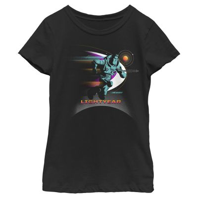 Disney Pixar Lightyear Buzz Run Girls Short Sleeve Tee Shirt, Black, X-Large
