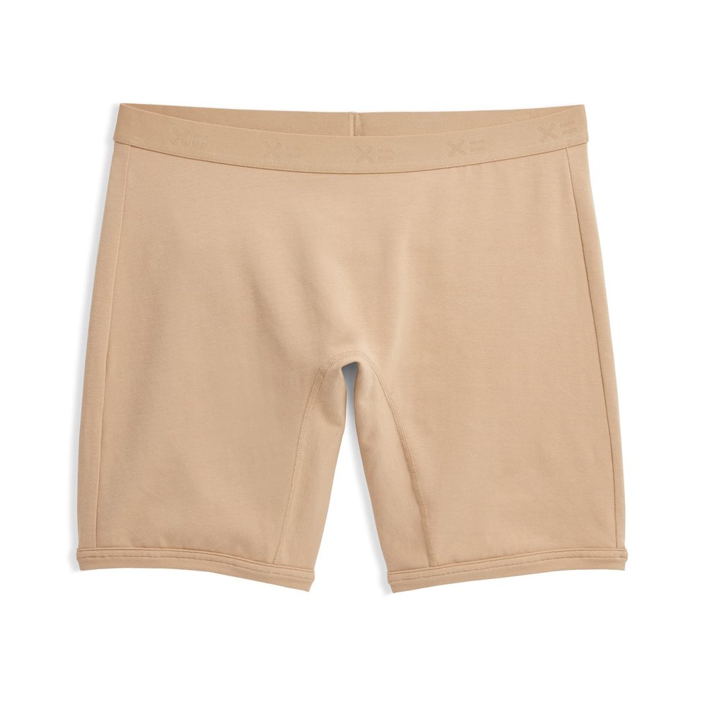 TomboyX Boxer Briefs Underwear for Women, 9 Inseam for Full Length Coverage, Cotton Blend, Sustainable Soft Stretch Fabric, Gender Neutral Boy Shorts Panties, Size 3X, Chai