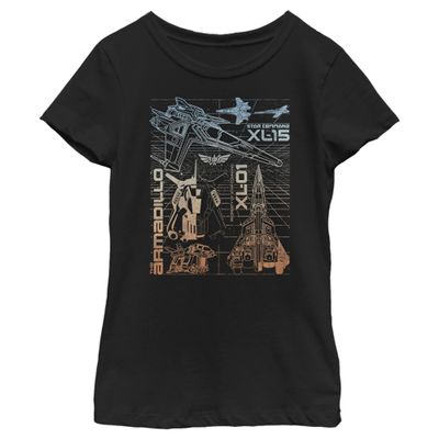 Disney Pixar Lightyear Ships Girls Short Sleeve Tee Shirt, Black, Medium