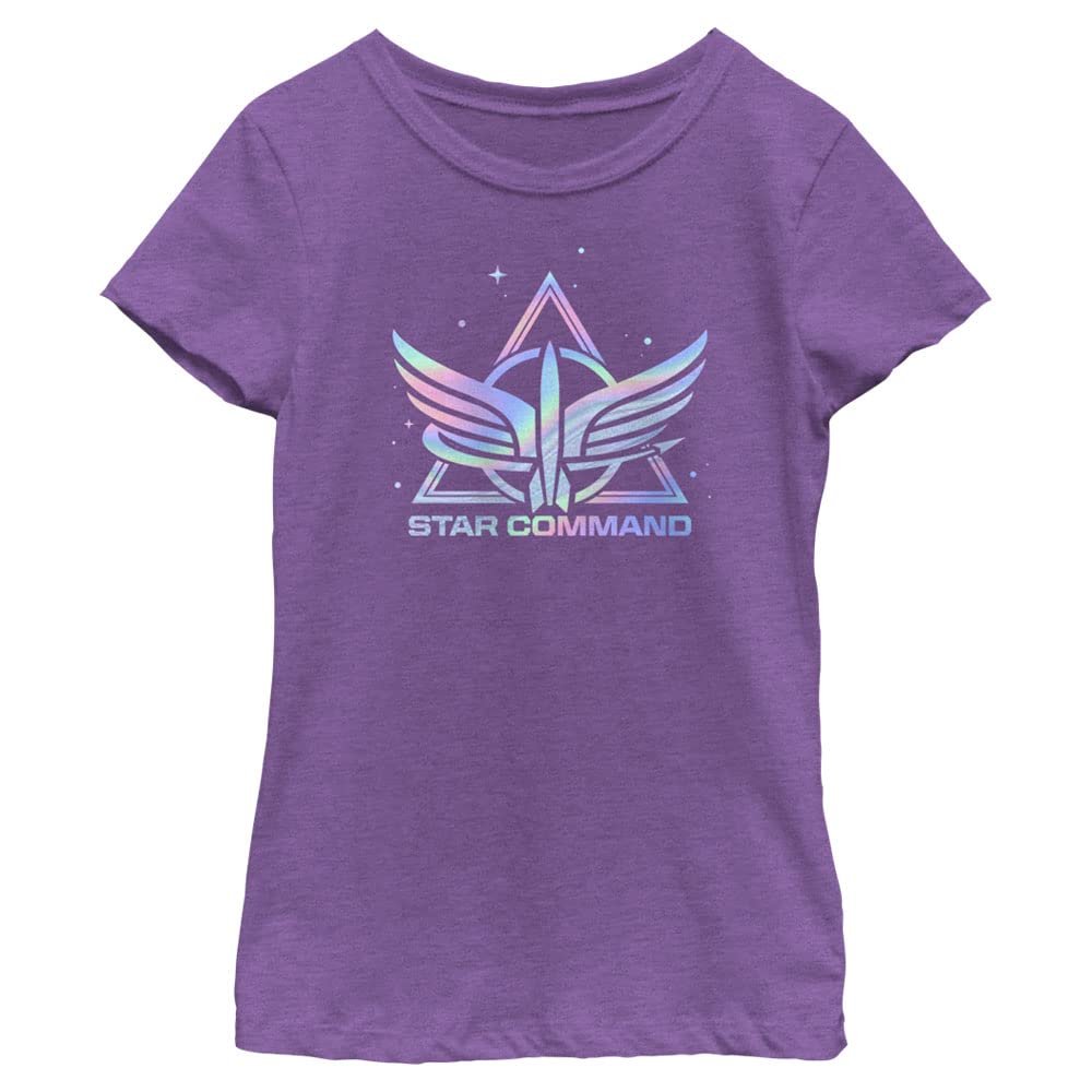 Disney Pixar Lightyear Star Command Holographic Girls Short Sleeve Tee Shirt, Purple Berry, Large
