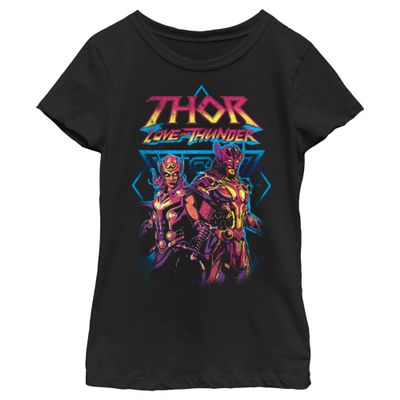 Marvel Thor: Love Grunge Thunder Girls Short Sleeve Tee Shirt, Black, Small