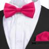 Adam Young Men's Rose Magenta Bow Tie with Handkerchief Set Pre-Tied Style Formal Satin Classic Bowtie for Tuxedo Faux Silk (Large, Hot Pink) view 4