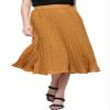 MBJ WB2371 Women's High Elastic Waist Pleated Mid A-Line Swing Skirt XL Mustard_Polka view 1