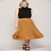 MBJ WB2371 Women's High Elastic Waist Pleated Mid A-Line Swing Skirt XL Mustard_Polka view 4