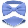 Adam Young Boy's Purple Bow Tie with Handkerchief Set Pre-Tied Style Formal Satin Classic Bowtie for Tuxedo Faux Silk (Medium, Light Blue) view 1