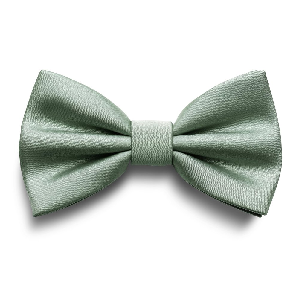 Adam Young Men's Green Fern Bow Tie Pre-Tied Style Formal Satin Classic Bowtie for Tuxedo Faux Silk (Large, Deep Sage)