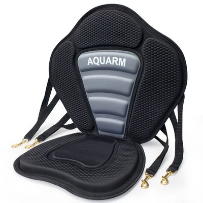 AQUARM Kayak Seat Thickened Padded Deluxe Canoe Seat Adjustable Kayak Backrest Replacement Seat Fishing Boat Seat Cushion Pad with Back Support for Universal Sit