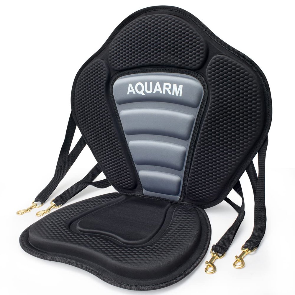 AQUARM Kayak Seat Thickened Padded Deluxe Canoe Seat Adjustable Kayak Backrest Replacement Seat Fishing Boat Seat Cushion Pad with Back Support for Universal Sit