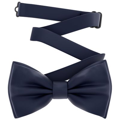 Adam Young Men's Navy Blue Bow Tie Pre-Tied Style Formal Satin Classic Bowtie for Tuxedo Faux Silk (Large, Navy Blue)