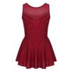 Jhaoyu Girls Shiny Rhinestone Figure Ice Skating Dress Ballet Tutu Skirted Leotard Competition Dancing Outfits Burgundy 12 Years view 1