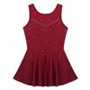 Jhaoyu Girls Shiny Rhinestone Figure Ice Skating Dress Ballet Tutu Skirted Leotard Competition Dancing Outfits Burgundy 12 Years view 3
