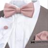 Adam Young Men's Rose Pastel Bow Tie with Handkerchief & Cufflinks Pre-Tied Style Formal Satin Classic Bowtie for Tuxedo Faux Silk (Large, Blush Pink) view 4