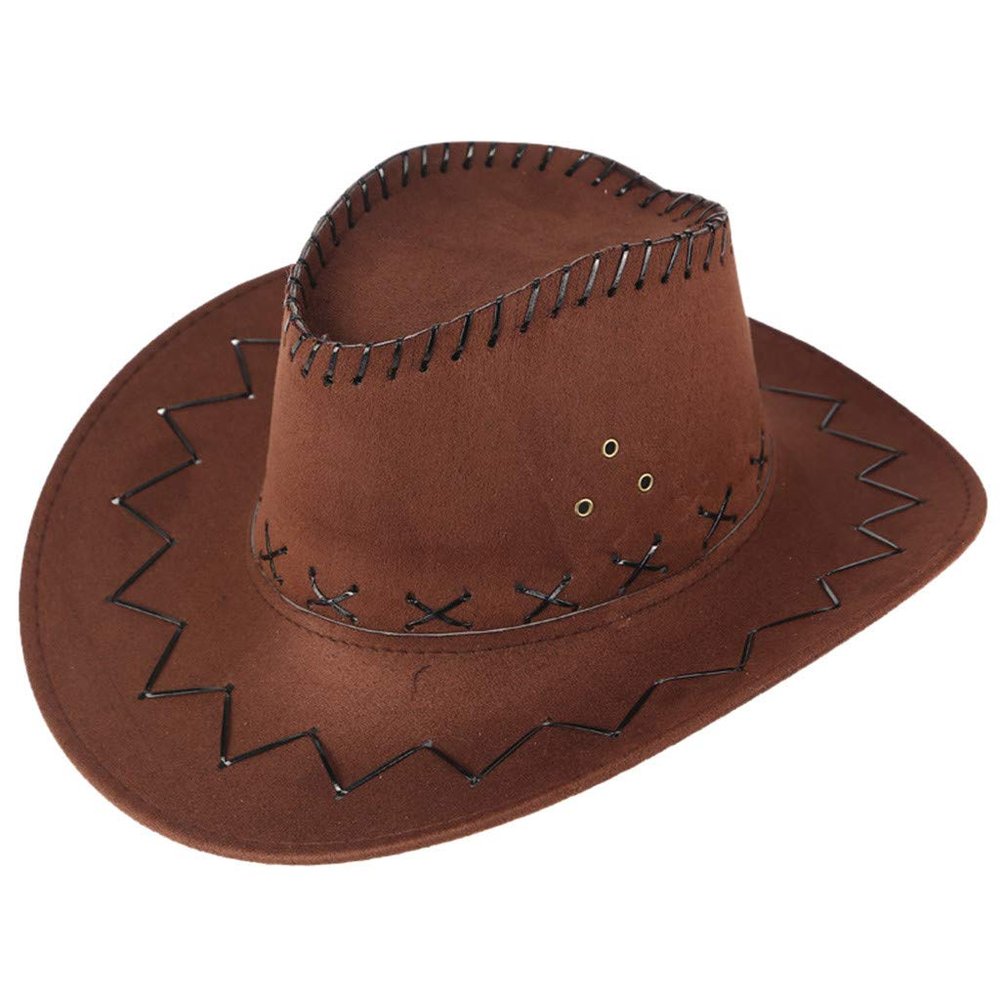Classic Western Cowboy Hat Men's Women's Faux Felt Wide Brim Outback Hat Fedora Summer Sun Hat Travel Accessories Coffee
