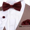Adam Young Men's Wine Red Bow Tie with Handkerchief & Cufflinks Pre-Tied Style Formal Satin Classic Bowtie for Tuxedo Faux Silk (Large, Maroon Red) view 4
