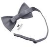 Adam Young Boy's Gray Bow Tie with Handkerchief Set Pre-Tied Style Formal Satin Classic Bowtie for Tuxedo Faux Silk (Medium, Slate Grey) view 3