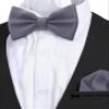 Adam Young Boy's Gray Bow Tie with Handkerchief Set Pre-Tied Style Formal Satin Classic Bowtie for Tuxedo Faux Silk (Medium, Slate Grey) view 4