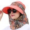 3in1 Sun Visor Hats for Women Wide Brim Sun Hats Rollable Ponytail Hat Beach Visors with Neck Flap Floppy Hat Hiking Hat Tangerine