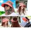 3in1 Sun Visor Hats for Women Wide Brim Sun Hats Rollable Ponytail Hat Beach Visors with Neck Flap Floppy Hat Hiking Hat Tangerine view 2