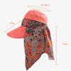 3in1 Sun Visor Hats for Women Wide Brim Sun Hats Rollable Ponytail Hat Beach Visors with Neck Flap Floppy Hat Hiking Hat Tangerine view 3