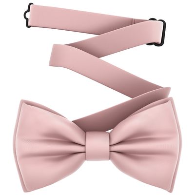 Adam Young Men's Rose Pastel Bow Tie Pre-Tied Style Formal Satin Classic Bowtie for Tuxedo Faux Silk (Large, Blush Pink)
