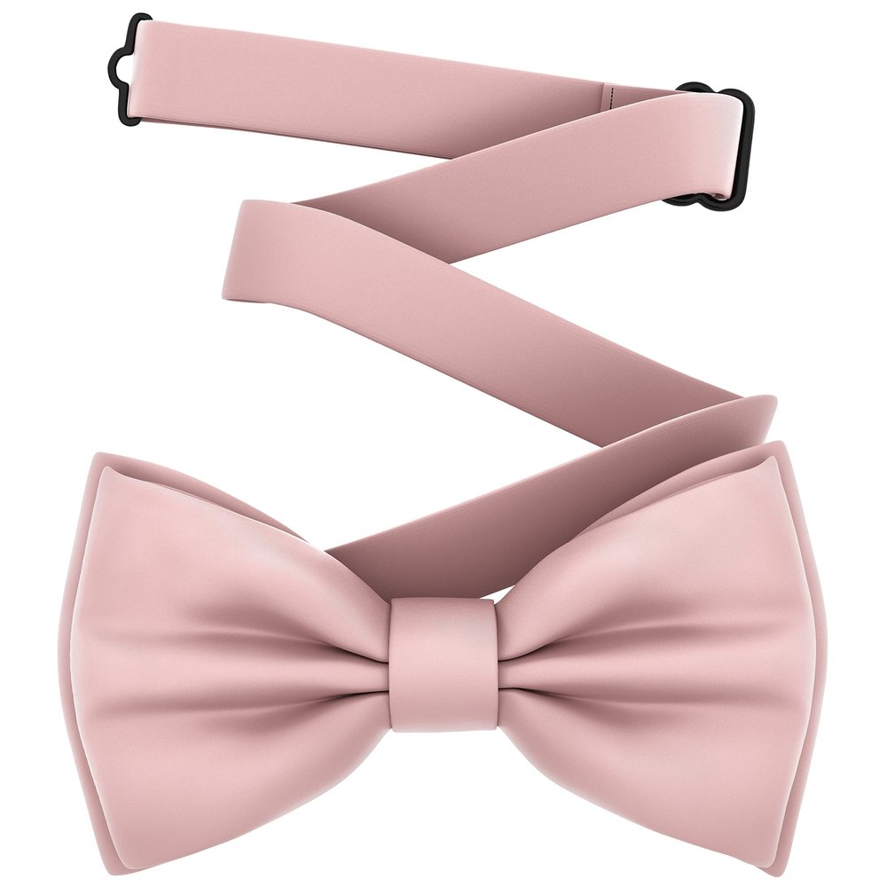 Adam Young Men's Rose Pastel Bow Tie Pre-Tied Style Formal Satin Classic Bowtie for Tuxedo Faux Silk (Large, Blush Pink)