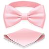 Adam Young Men's Blush Rose Pastel Bow Tie with Handkerchief Set Pre-Tied Style Formal Satin Classic Bowtie for Tuxedo Faux Silk (Large, Pink) view 1