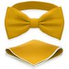 Adam Young Men's Goldish Bow Tie with Handkerchief Set Pre-Tied Style Formal Satin Classic Bowtie for Tuxedo Faux Silk (Large, Gold) view 1