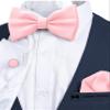 Adam Young Men's Blush Rose Pastel Bow Tie with Handkerchief & Cufflinks Pre-Tied Style Formal Satin Classic Bowtie for Tuxedo Faux Silk (Large, Pink) view 4