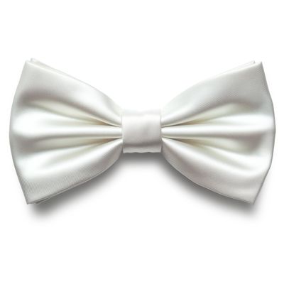 Adam Young Boy's White Bow Tie Pre-Tied Style Formal Satin Classic Bowtie for Tuxedo Faux Silk (Medium, White)