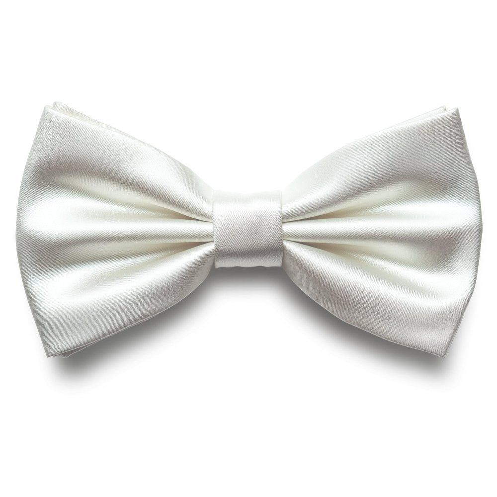 Adam Young Boy's White Bow Tie Pre-Tied Style Formal Satin Classic Bowtie for Tuxedo Faux Silk (Medium, White)