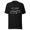 2022 2023 'Vette C8 Outline Sketch Art Short-Sleeve Unisex T-Shirt Black view 1