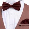 Adam Young Men's Wine Red Bow Tie with Handkerchief Set Pre-Tied Style Formal Satin Classic Bowtie for Tuxedo Faux Silk (Large, Maroon Red) view 4