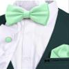 Adam Young Boy's Mint Bow Tie with Handkerchief & Cufflinks Pre-Tied Style Formal Satin Classic Bowtie for Tuxedo Faux Silk (Medium, Mint) view 4