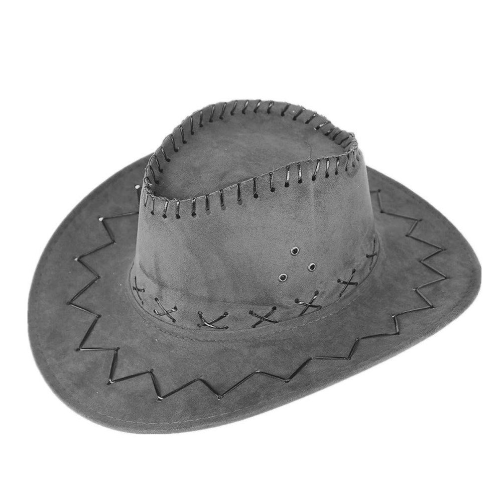 Classic Western Cowboy Hat Men's Women's Faux Felt Wide Brim Outback Hat Fedora Summer Sun Hat Travel Accessories Gray