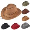 Classic Western Cowboy Hat Men's Women's Faux Felt Wide Brim Outback Hat Fedora Summer Sun Hat Travel Accessories Gray view 2