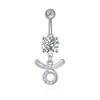 14G Dangle Belly Zodiac Signs Button Ring Silver Plated Clear CZ Zircon Stainless Steel Cute Belly Piercing Jewelry Taurus view 1