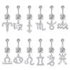 14G Dangle Belly Zodiac Signs Button Ring Silver Plated Clear CZ Zircon Stainless Steel Cute Belly Piercing Jewelry Taurus view 4