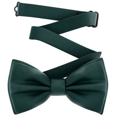 Adam Young Men's Hunter Green Bow Tie Pre-Tied Style Formal Satin Classic Bowtie for Tuxedo Faux Silk (Large, Dark Green)