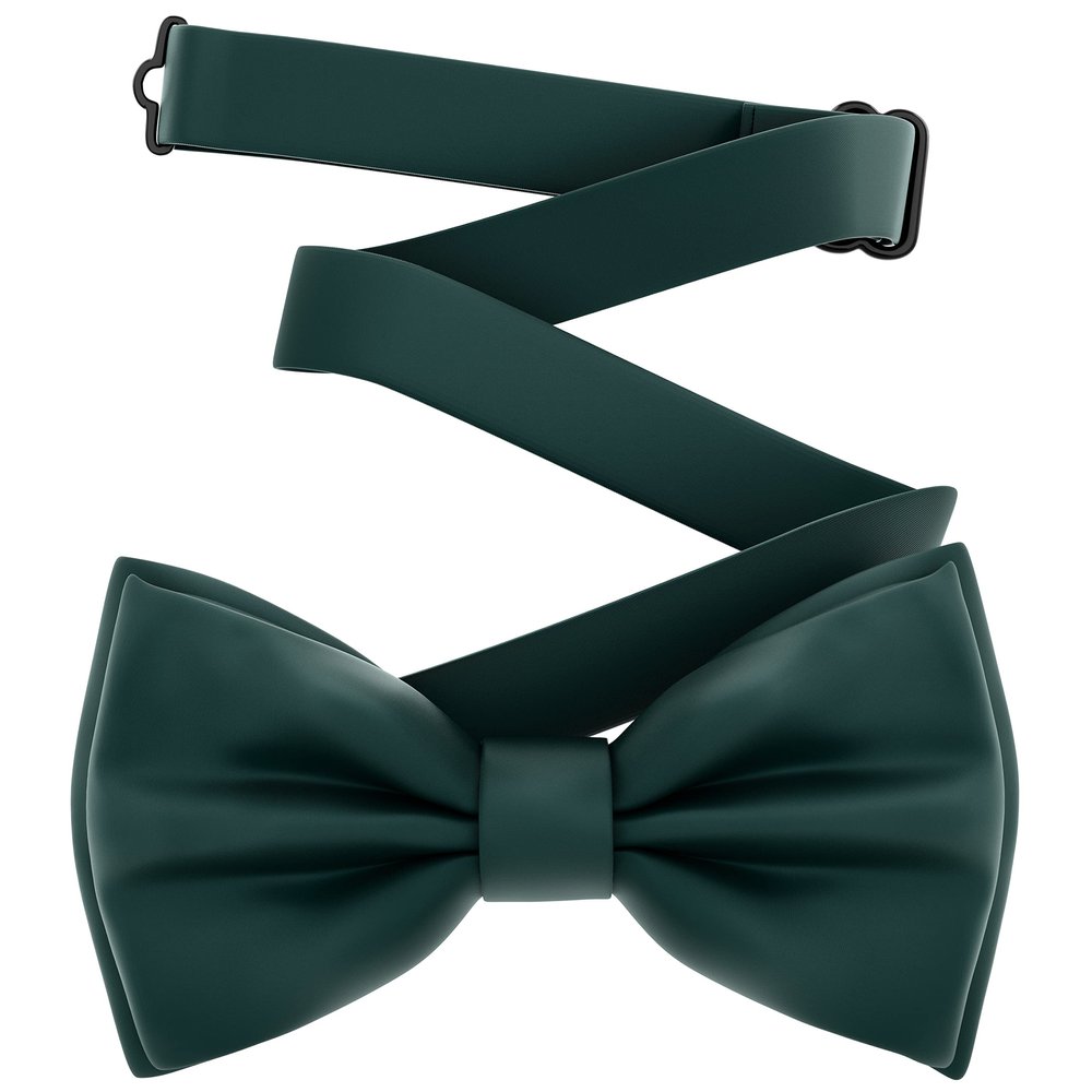 Adam Young Men's Hunter Green Bow Tie Pre-Tied Style Formal Satin Classic Bowtie for Tuxedo Faux Silk (Large, Dark Green)