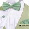 Adam Young Boy's Green Fern Bow Tie with Handkerchief & Cufflinks Pre-Tied Style Formal Satin Classic Bowtie for Tuxedo Faux Silk (Medium, Deep Sage) view 4