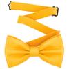 Adam Young Men's Bright Yellow Bow Tie Pre-Tied Style Formal Satin Classic Bowtie for Tuxedo Faux Silk (Large, Merigold Yellow) view 1